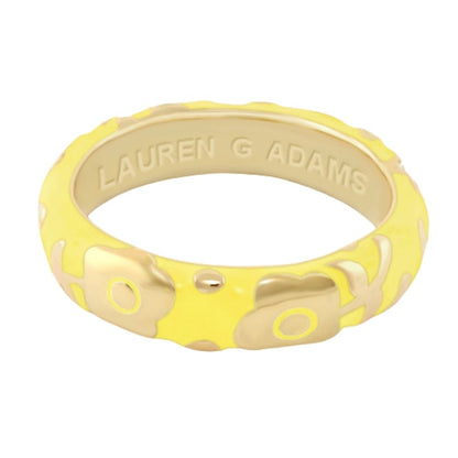 Flowers by Orly Stackable Ring yellow enamel with gold-tone floral motif Lauren G Adams on Tampa Home & Garden Store