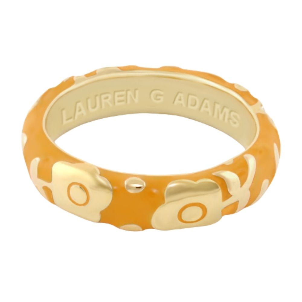 Flowers by Orly Stackable Ring orange enamel with cream flower accents Lauren G Adams on Tampa Home & Garden Store