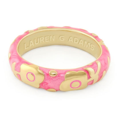 Flowers by Orly Stackable Ring pink enamel with gold-tone floral accents Lauren G Adams on Tampa Home & Garden Store