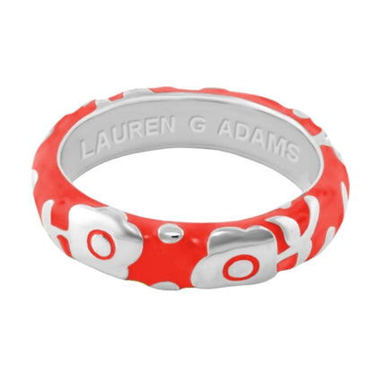 Flowers by Orly stackable ring in red enamel with white floral accents, Lauren G Adams on Tampa Home & Garden Store