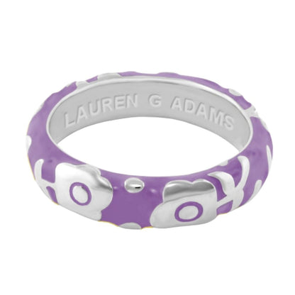 Flowers by Orly stackable ring in purple enamel with white floral motifs, Lauren G Adams on Tampa Home & Garden Store