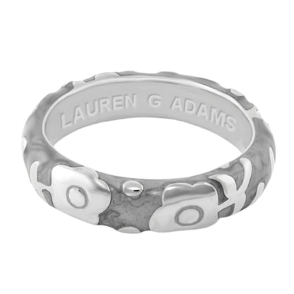 Flowers by Orly Stackable Ring in silver-tone with white flower motifs, Lauren G Adams on Tampa Home & Garden Store