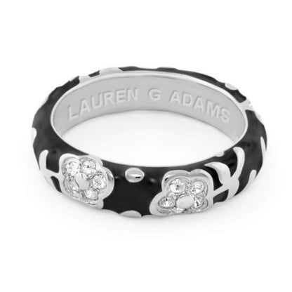 Flowers By Orly stackable ring black enamel with two floral crystal clusters Lauren G Adams on Tampa Home & Garden Store
