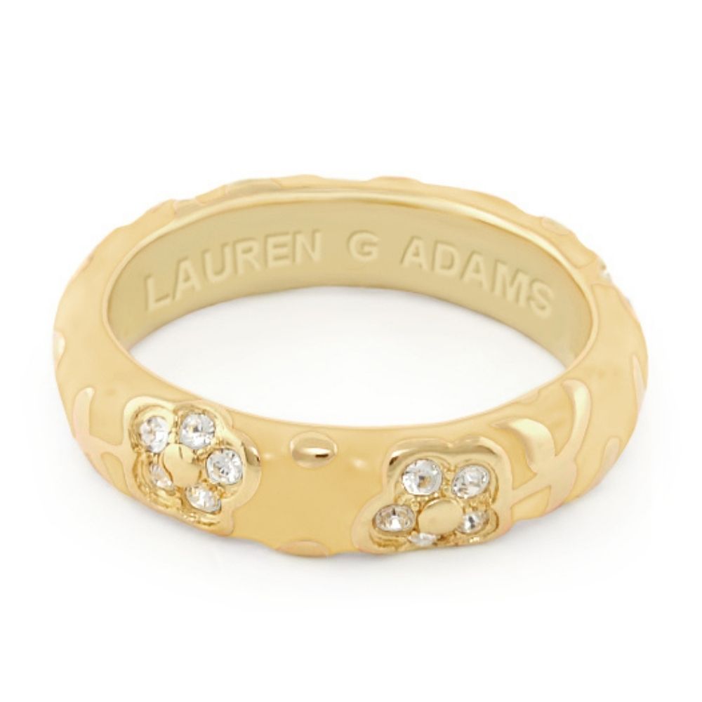 Flowers By Orly Stackable Ring in gold tone with crystal flower accents by Lauren G Adams on Tampa Home & Garden Store