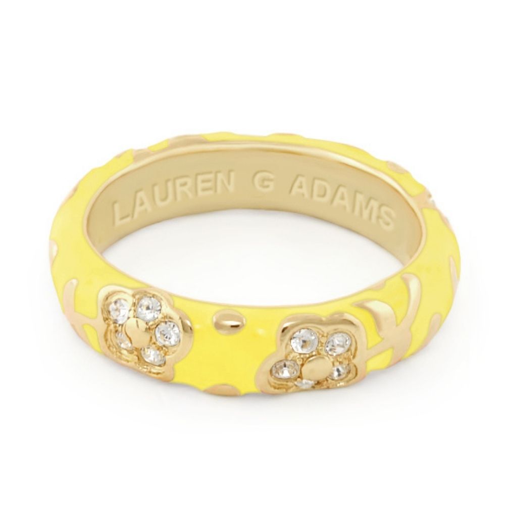 Flowers By Orly Stackable Ring yellow enamel with crystal flower accents by Lauren G Adams on Tampa Home & Garden Store