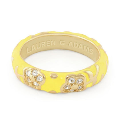 Flowers By Orly Stackable Ring yellow enamel with crystal flower accents by Lauren G Adams on Tampa Home & Garden Store