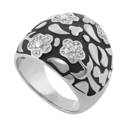 Flowers by Orly Pavé Flower ring in black enamel with diamond petals by Lauren G Adams on Tampa Home & Garden Store