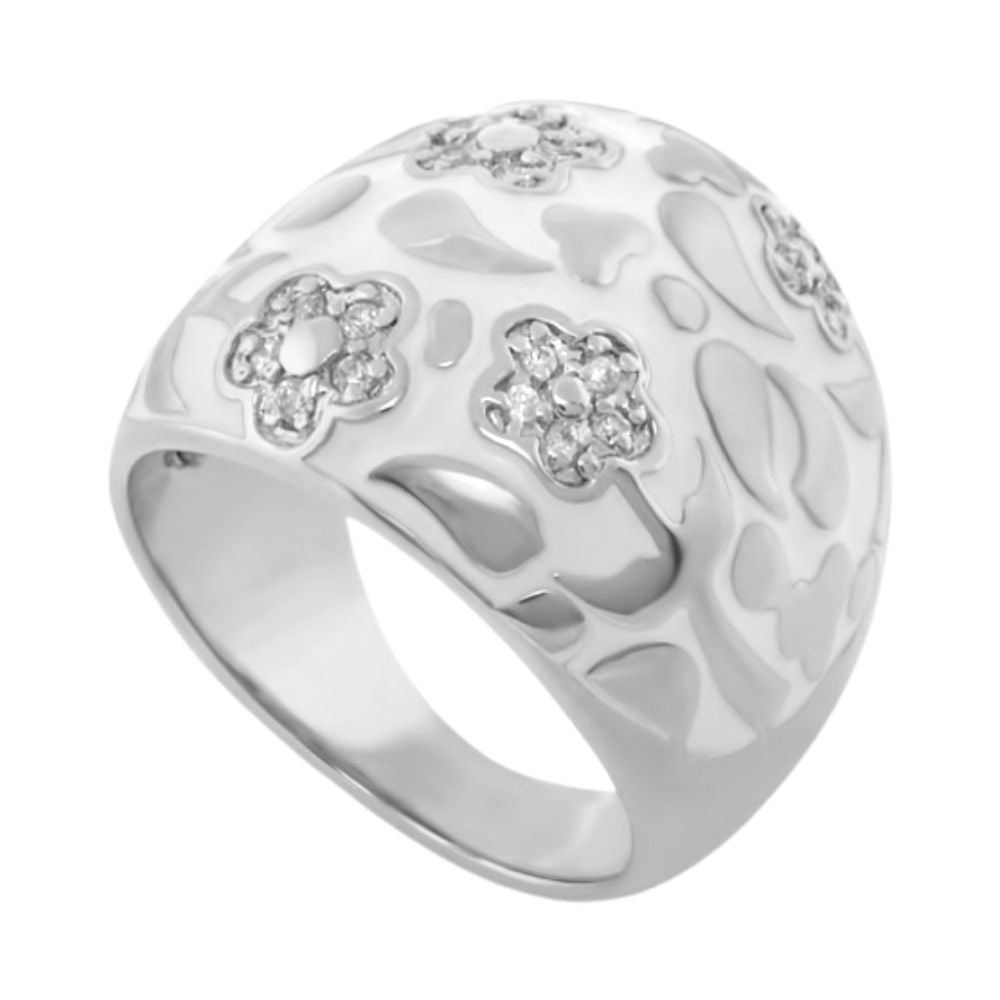 Flowers by Orly Ring Pavé Flower silver cocktail ring by Lauren G Adams with pavé blooms on Tampa Home & Garden Store