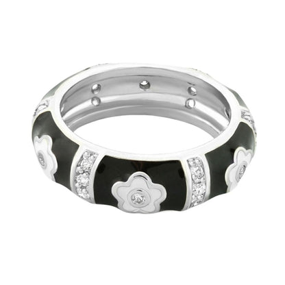 Daisy Love Stackable Ring by Lauren G Adams, domed band with flower accents and crystal inlays on Tampa Home & Garden Store