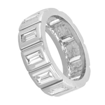 Glamour Pave Stackable Ring - Framed Baguette, silver-tone eternity band by Lauren G Adams on Tampa Home & Garden Store