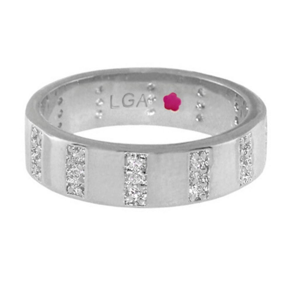 Glamour Pave Stackable Ring Pavé Stripe Band, silver ring with pavé diamonds by Lauren G Adams on Tampa Home & Garden Store