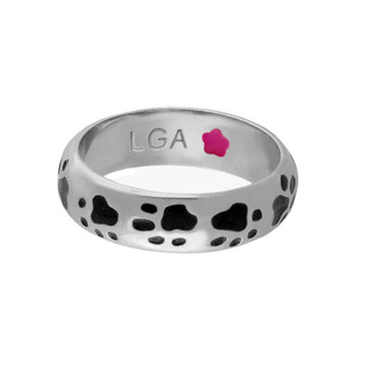 Black Paw Print Enamel Ring for Casual Wear