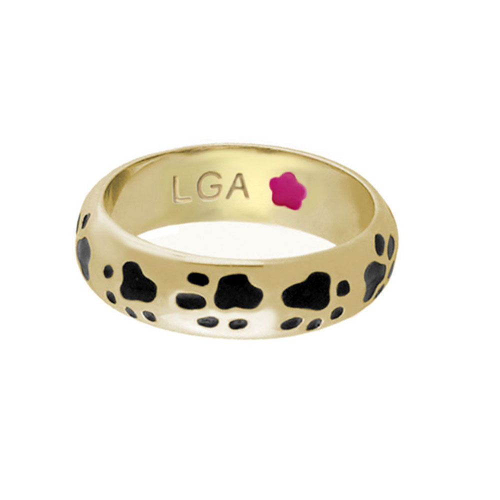 Black Paw Print Enamel Ring for Casual Wear