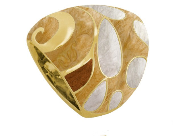 Tear Drop ring gold-tone cocktail ring with white mother-of-pearl teardrop inlays on Tampa Home & Garden Store