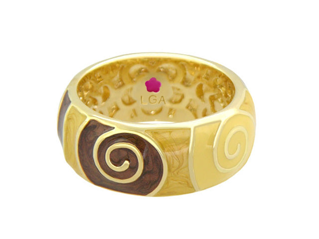 Signature Swirl Stackable Ring gold-tone with dark brown swirl accents Lauren G Adams on Tampa Home & Garden Store