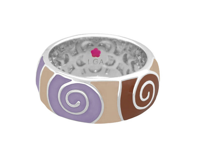 Signature Swirl Stackable Ring, LGA lavender purple, beige and brown spiral panels on Tampa Home & Garden Store