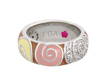 Signature Swirl Stackable Ring by Lauren G Adams in pastel enamel with crystal accents on Tampa Home & Garden Store