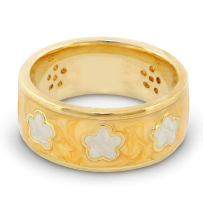Daisy Love Band Ring with three white clover inlays on a gold band by Lauren G Adams on Tampa Home & Garden Store