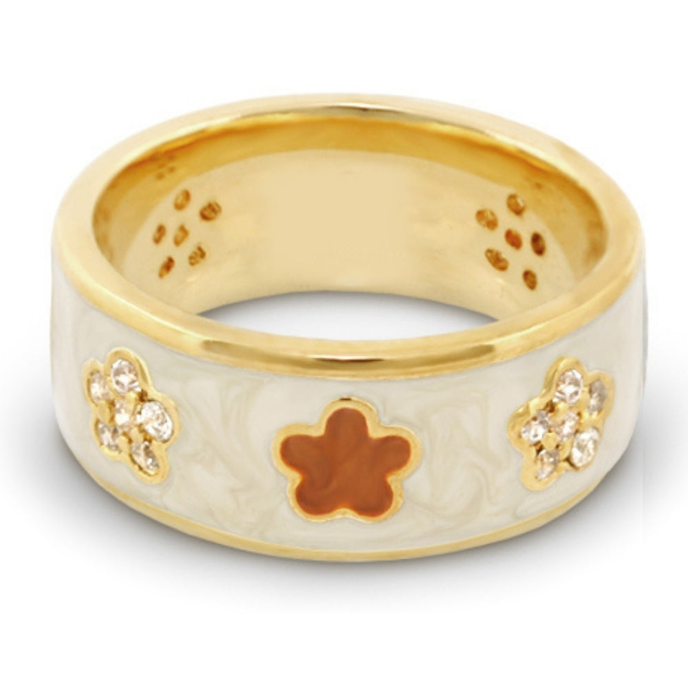 Daisy Love Band Ring Pavé & Daisies with Orange Enamel Bloom on band by Lauren G Adams on Tampa Home & Garden Store