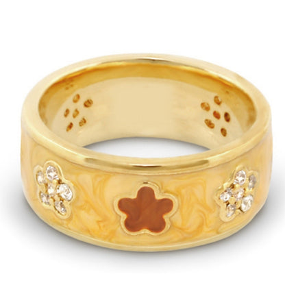 Daisy Love Band Ring with pavé diamonds and enamel flowers on gold band on Tampa Home & Garden Store