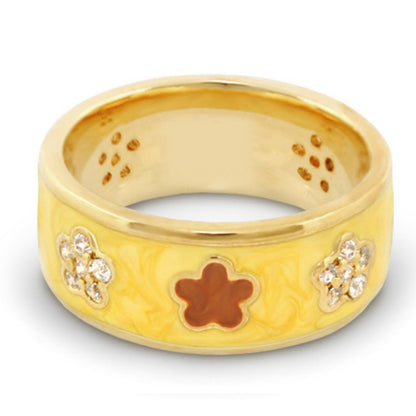 Daisy Love Band Ring by Lauren G Adams yellow enamel band with pavé crystals and flower accents on Tampa Home & Garden Store