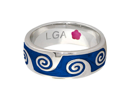 Signature Swirl Ring, stackable blue enamel ring with white spirals, Lauren G Adams on Tampa Home & Garden Store