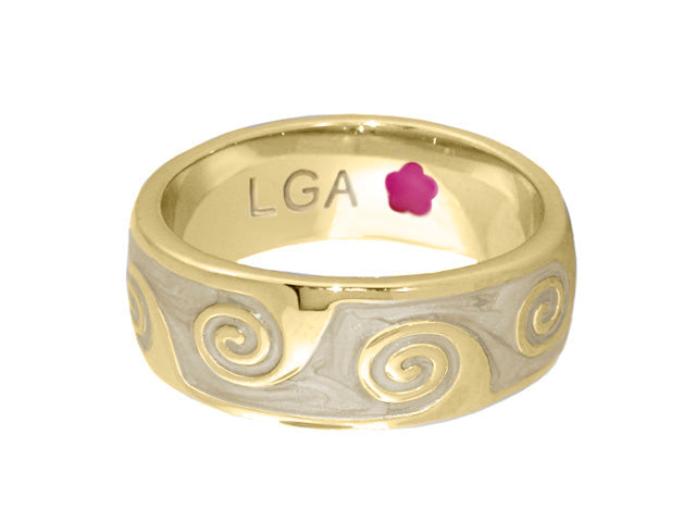 Signature Swirl Ring by Lauren G Adams, two-tone gold and silver ring with swirl motif on Tampa Home & Garden Store