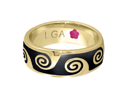 Signature Swirl Ring gold-tone stackable ring with black enamel spiral motif by Lauren G Adams on Tampa Home & Garden Store