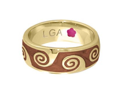 Signature Swirl Ring by Lauren G Adams, gold-tone stackable ring with brown enamel swirl on Tampa Home & Garden Store