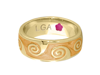 Signature Swirl Ring, Lauren G Adams gold-tone stackable ring with peach swirl motif on Tampa Home & Garden Store