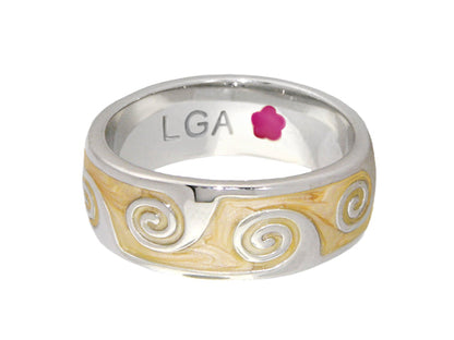 Signature Swirl Ring, two-tone silver and gold stackable ring with spirals, LGA inside on Tampa Home & Garden Store