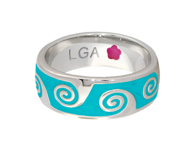 Signature Swirl Ring, turquoise enamel swirl band, Lauren G Adams stackable ring on Tampa Home & Garden Store
