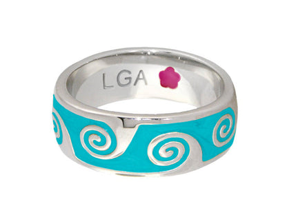 Signature Swirl Ring, turquoise enamel swirl band, Lauren G Adams stackable ring on Tampa Home & Garden Store