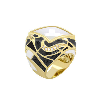Bold Splash and Gold Plated Cocktail Ring