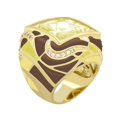 Bold Splash and Gold Plated Cocktail Ring