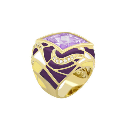Bold Splash and Gold Plated Cocktail Ring