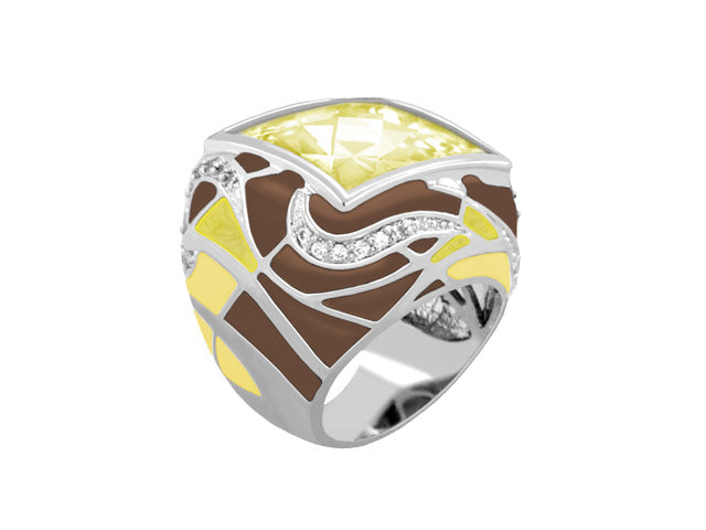 Bold Splash and Gold Plated Cocktail Ring