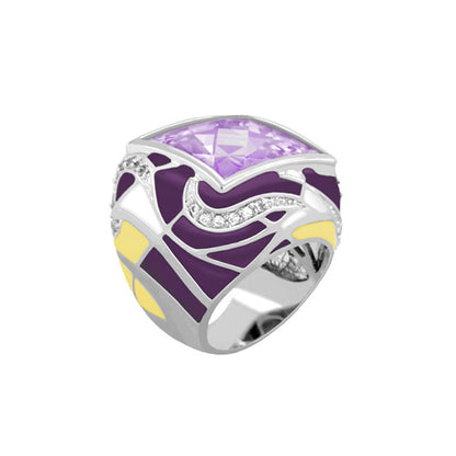 Bold Splash and Gold Plated Cocktail Ring