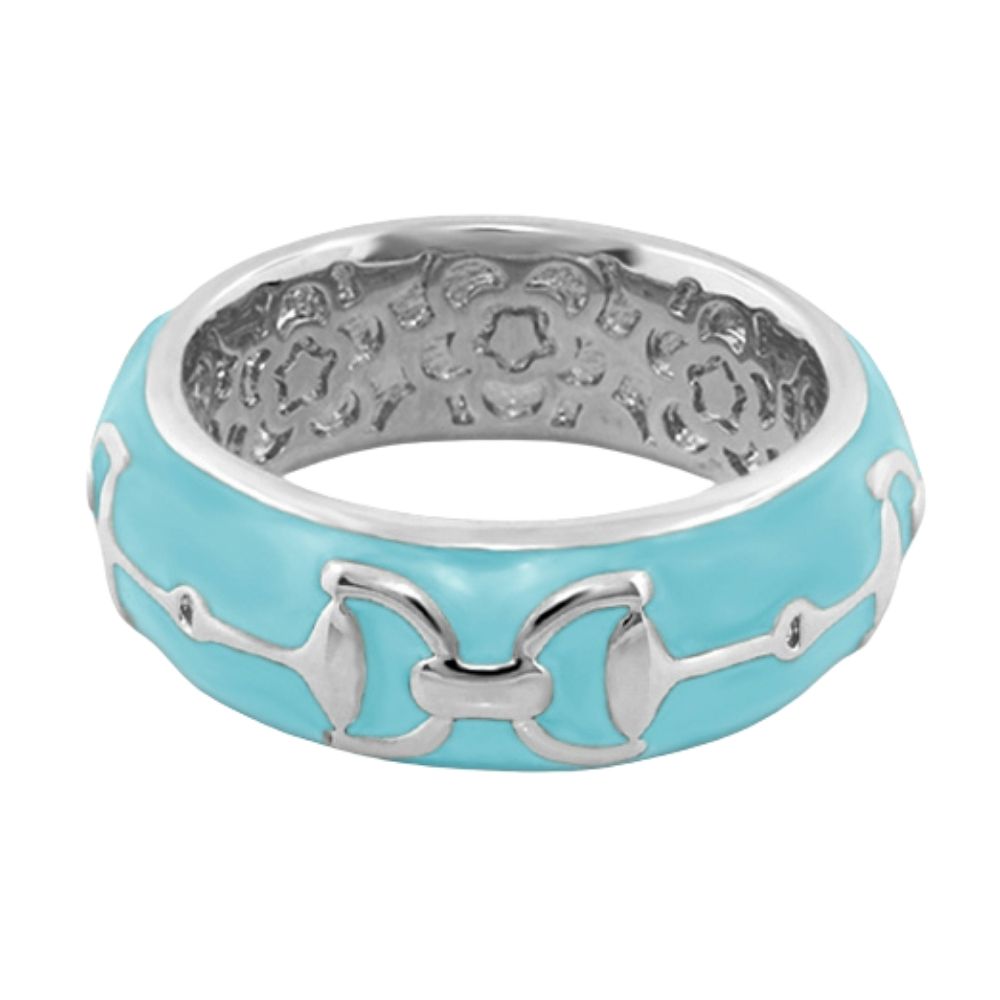 Equestrian Stirrup Ring Apricot Horsebit turquoise enamel band by Lauren G Adams on Tampa Home & Garden Store