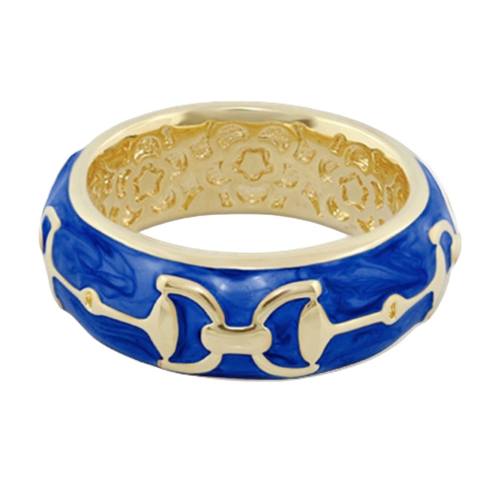 Equestrian Stirrup Ring blue enamel band with gold horsebit accents Lauren G Adams on Tampa Home & Garden Store
