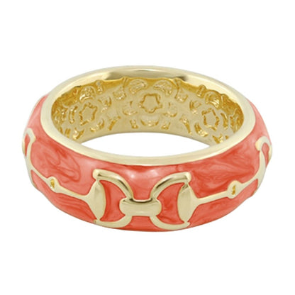 Equestrian Stirrup Ring apricot enamel band with gold-tone horsebit motif by Lauren G Adams on Tampa Home & Garden Store