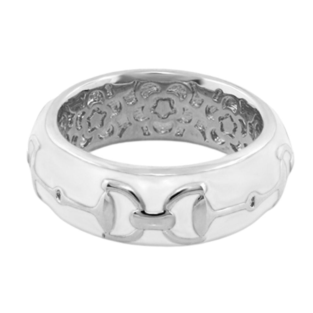 Band ring Equestrian Stirrup Ring Apricot Horsebit by Lauren G Adams, silver-tone motif on Tampa Home & Garden Store