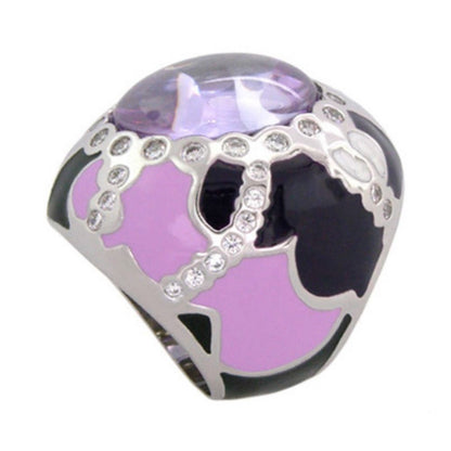 Cool Ice Cocktail Ring by Lauren G Adams with lavender enamel and crystal accents on silver band on Tampa Home & Garden Store
