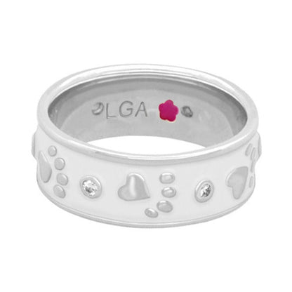 Animal Paradise Ring Paw & Heart Band white with paw prints Lauren G Adams on Tampa Home & Garden Store