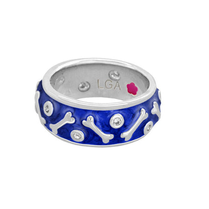 Animal Paradise Ring Dog Bone Band blue enamel silver bone accents and crystals Lauren G Adams on Tampa Home & Garden Store