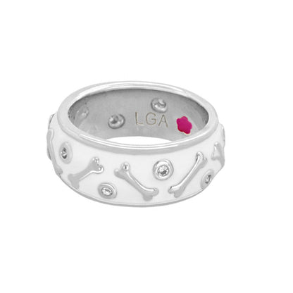 Animal Paradise Ring Dog Bone Band, silver ring with bone and crystals, Lauren G Adams on Tampa Home & Garden Store