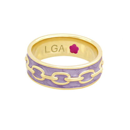 Laguna Links Band Ring purple enamel with gold-tone chain pattern by Lauren G Adams on Tampa Home & Garden Store