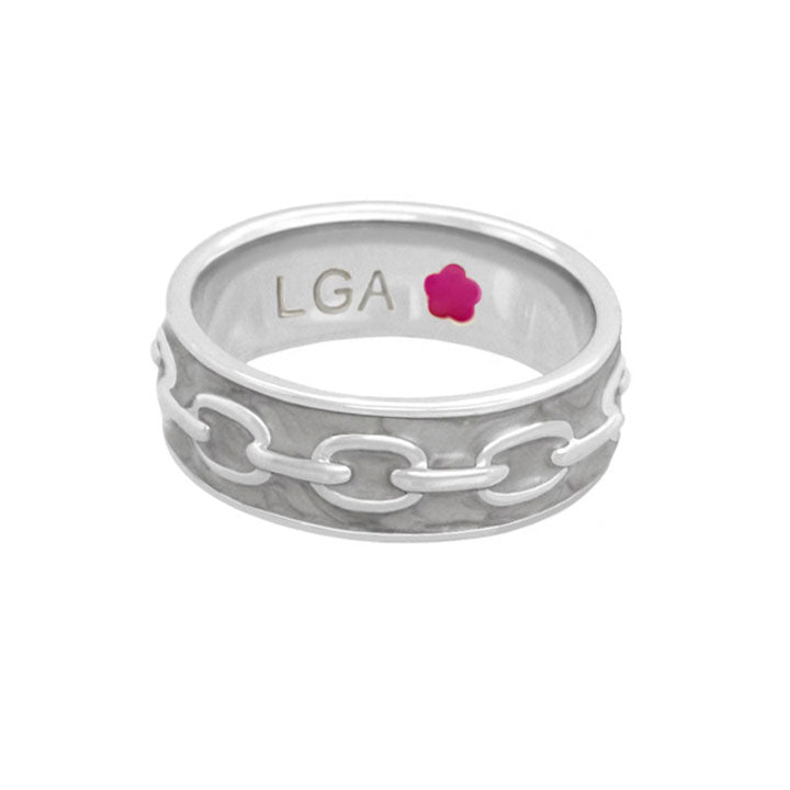 Laguna Links Band Ring by Lauren G Adams, silver-tone band with chain-link design on Tampa Home & Garden Store