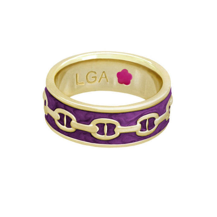 Laguna Links Band Ring in purple enamel with gold-tone chain-link band by Lauren G Adams on Tampa Home & Garden Store