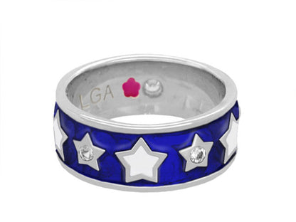 Star Light Ring blue enamel band with white star accents and clear stones by Lauren G Adams on Tampa Home & Garden Store